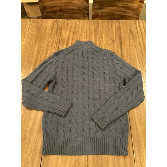 Carven heavy Cable knit cotton blue toggle button pullover Mockneck sweater - Picture 2 of 11